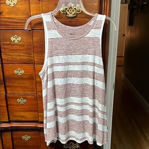 Sonoma White and Pink Crew Neck Sleeveless Tank Top